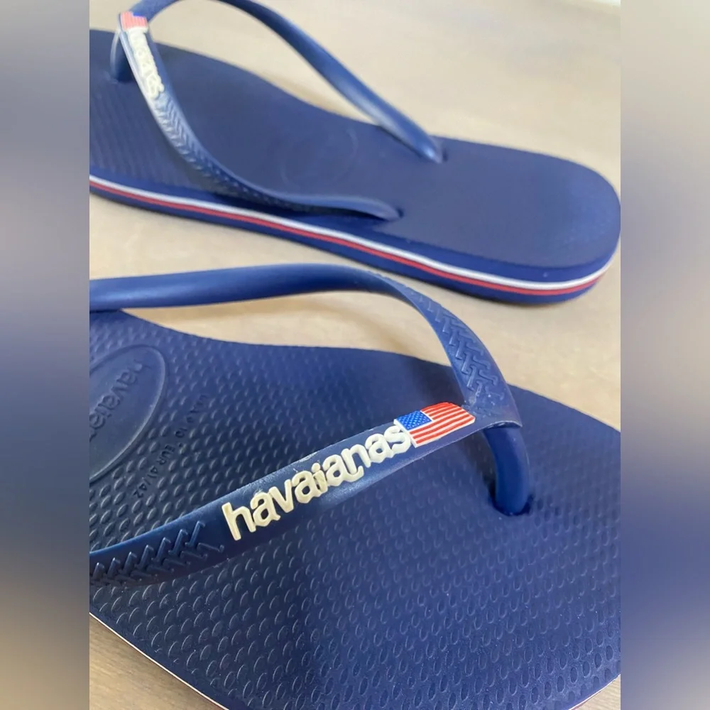 Havaianas‎ women’s USA logo flip flop sandals, slim, navy size 9/10 - Picture 6 of 10